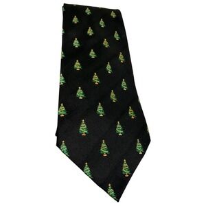 Vintage 90s American Greetings 100% Silk Christmas Tree Holiday Necktie‎ Festive